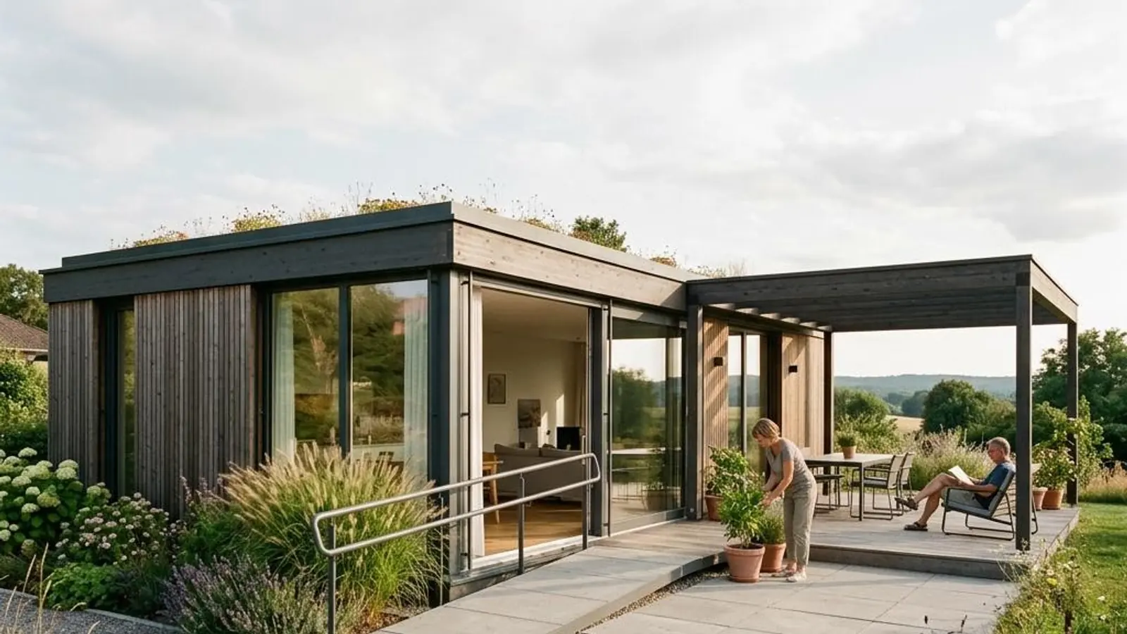 Fotorealistisches Fertighaus-Motiv zu Fertighaus Kosten Bungalow 120 Qm für die Kostenplanung 2026