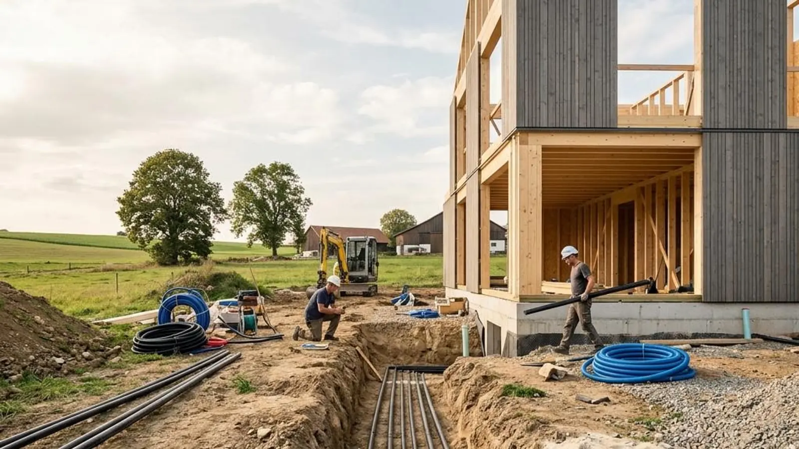Fotorealistisches Fertighaus-Motiv zu Fertighaus Kosten Hausanschluesse für die Kostenplanung 2026